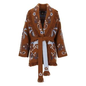 Alanui Women Island Roots Embroidered Wool Blend Cardigan